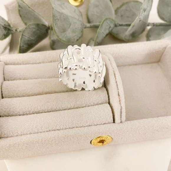 925 Sterling Silver Chunky Bold Statement Ring Thick Wide Ring Woven Ring Band - Picture 9 of 9